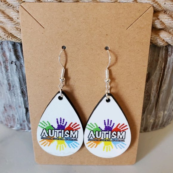 Autism Hands Teardrop Earrings - Picture 1 of 6
